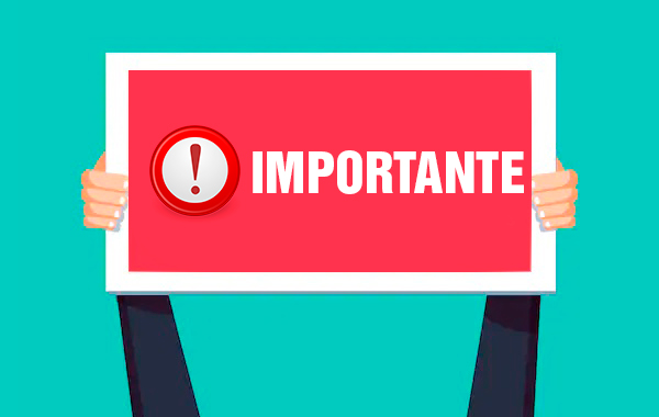 Aviso con la palabra importante